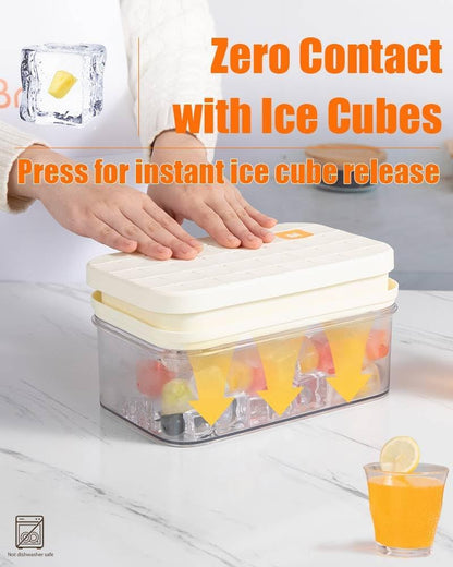 Brigii Ice Cube Tray with Lid & Storage Bin, 56 Cubes Ice Mold with Easy-Release Silicone Bottom, Stackable Ice Trays for Freezer, BPA Free,for Cocktails, Whiskey, Coffee & Drinks