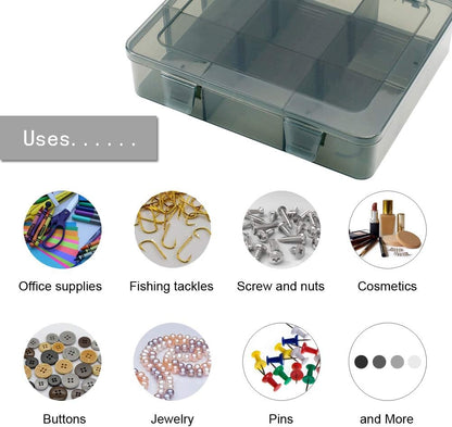 Vidifor 9 Grids Art Craft Supply Organizer Storage Containers, Compartment Storage Box with Removable Dividers for Jewelry, Beads, Buttons, Small Parts