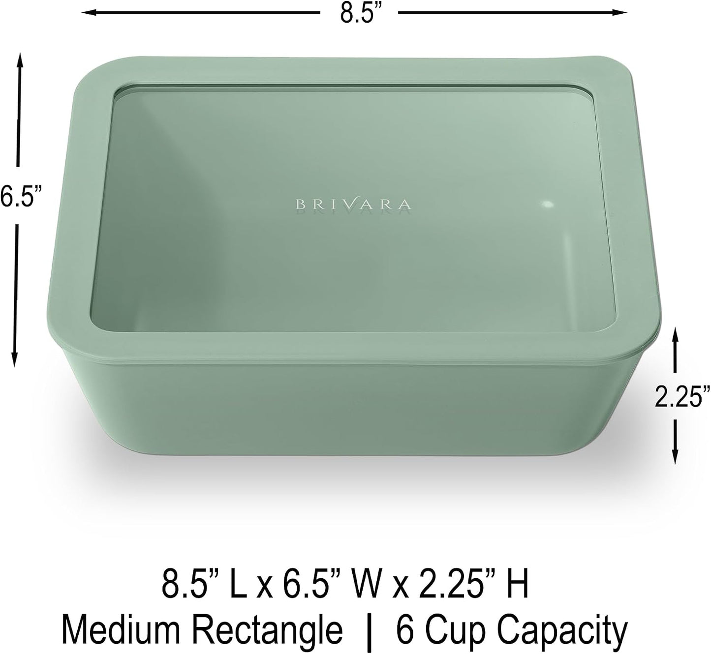 Ceramic Coated Glass Food Storage Container | No PTFE, PFOA, PFAS, and BPA | Reusable Non Toxic Meal Prep Container with Glass Lid | Easy To Store | 3 Cup Rectangle [Onyx]