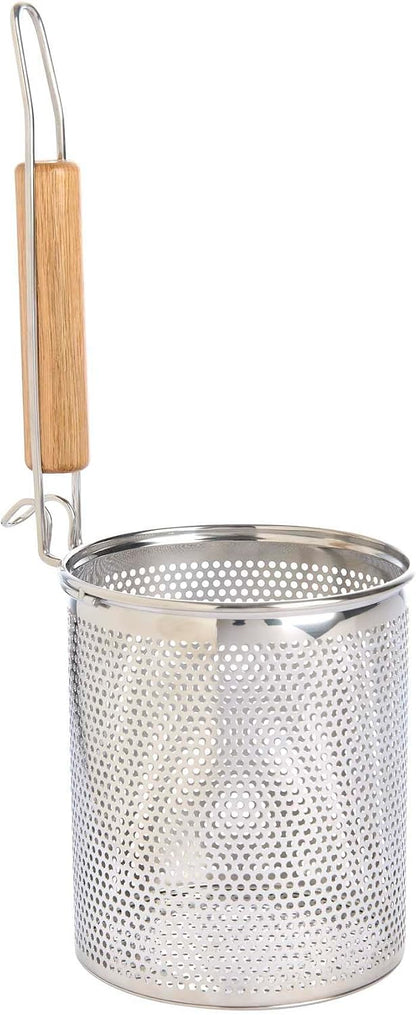 Helen's Asian Kitchen Deep Spider Strainer, 6-Inch Stainless Steel Mesh Basket With Bamboo Handle, For Noodles, Dumplings, Wontons, Deep Frying, And Draining Tasks