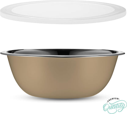 WHYSKO Stainless Steel Mixing Bowl Set, 10 Piece Stainless Steel Mixing Bowls with Lids Set for Food Prep Storage and Serving, Dishwasher Safe for Kitchen Baking Cooking, Silver