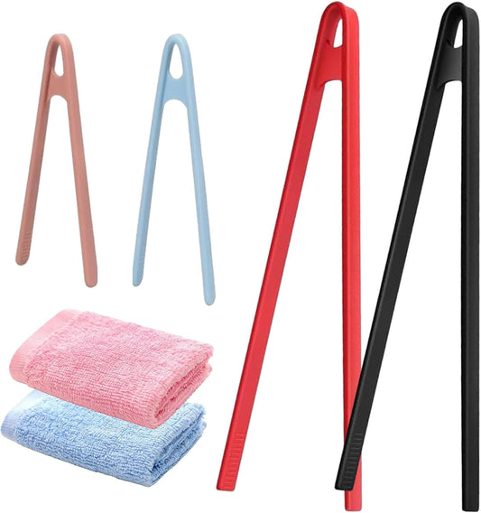 4 Pcs Silicone Trivet Tongs for Cooking,11.8In Long & 5.51In Short Silicone Tongs for Cooking, Long or Short Non-stick Heat Resistant Barbecue Grilling Tool for Toaster Pan Fried Steak Food BBQ