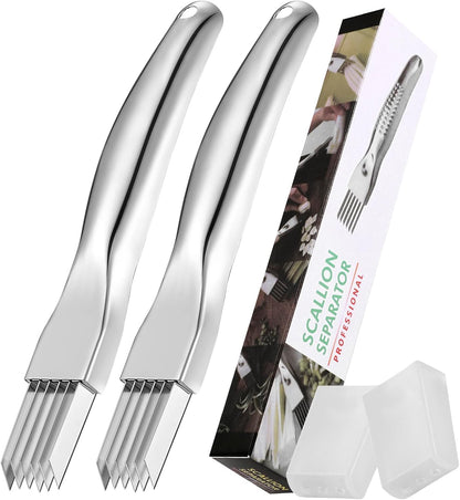 Green Onion Slicer 2 Pack, Upgrade Stainless Steel Multi-Blade Shredder