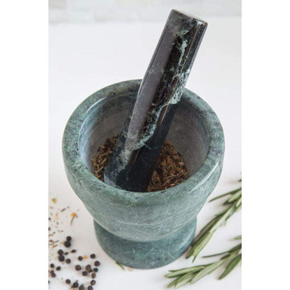 Fox Run Marble Mortar and Pestle Set, White, Small 4" Pestle and Mortar
