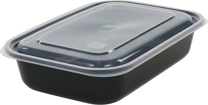 IRIS USA Meal Prep Containers, 36oz - 50 Pack (100-Piece) 3-Compartment Reusable Food Storage Containers with Lids, Plastic Kitchen Food Prep To Go Lunch Box, Microwave Freezer Dishwasher Safe, Black