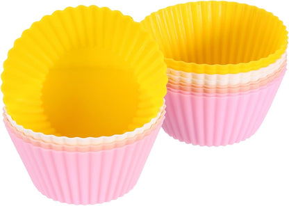 uxcell 18Pcs Silicone Cupcake Liners, Non-Stick Baking Cups, for Cooking Eggs, Baking Muffins and Make a Cake(Pink)