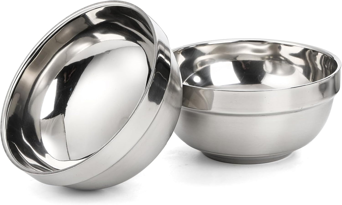 yarlung 10 Pack Stainless Steel Bowls 5 Inch Snacks Bowl, 15 Oz Soup Bowl Lightweight Salad Bowls Double-walled Metal Serving Dishes for Sauces, Rice, Noodle, Ice Cream