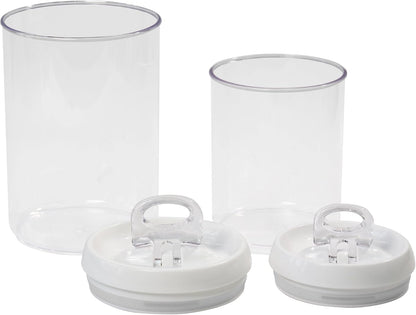 Felli Flip Tite Acrylic Food Storage Container with Lid 6” XL Air Tight Ring Seal Flip Top, Plastic Kitchen Baking Canister for 5 lb Flour Sugar Rice Protein Powder Pantry Organizer (Nest-M, White)
