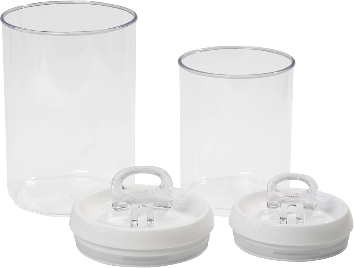 Felli Flip Tite Storage Container with Lid 4” RECTANGULAR Airtight Ring Flip Top, Stackable Kitchen Counter Pantry Organizer Acrylic Canister Jar for Pasta Spaghetti Cereal Granola Coffee (1.9qt)