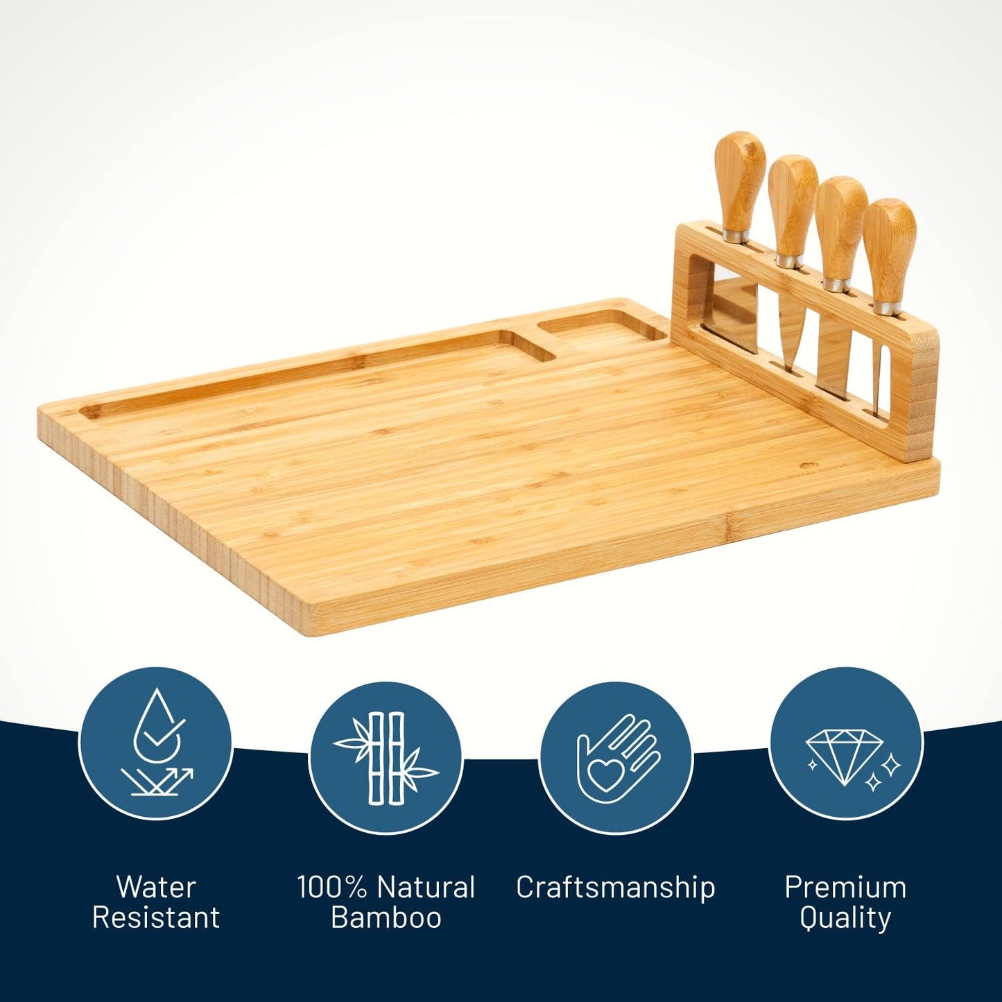 RoyalHouse Bamboo Cheese Board and Charcuterie Boards Set & Serving Tray for Meat, and Wine - Birthday Gifts for Women, Wedding Gift for Couples 2025, Bridal Shower, Housewarming Gift New Home