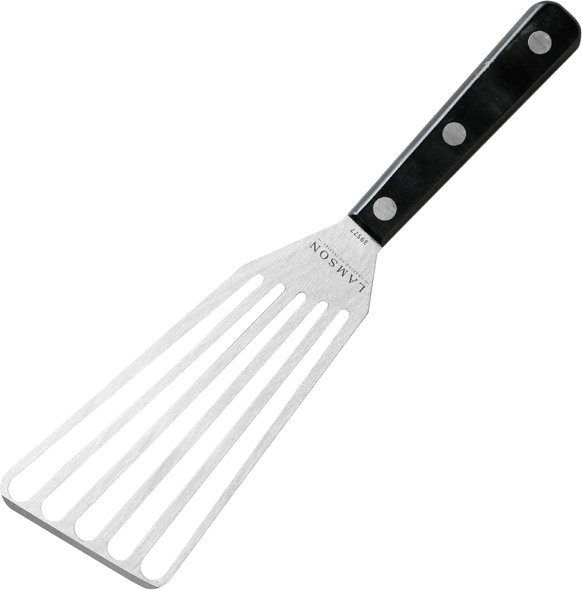 Lamson Fish Spatula, Slotted Metal Turner, 3 x 6 In, Right Hand | Ultra Durable composite handle, dishwasher safe; flexible stainless blade; a dedicated left-handed model is available
