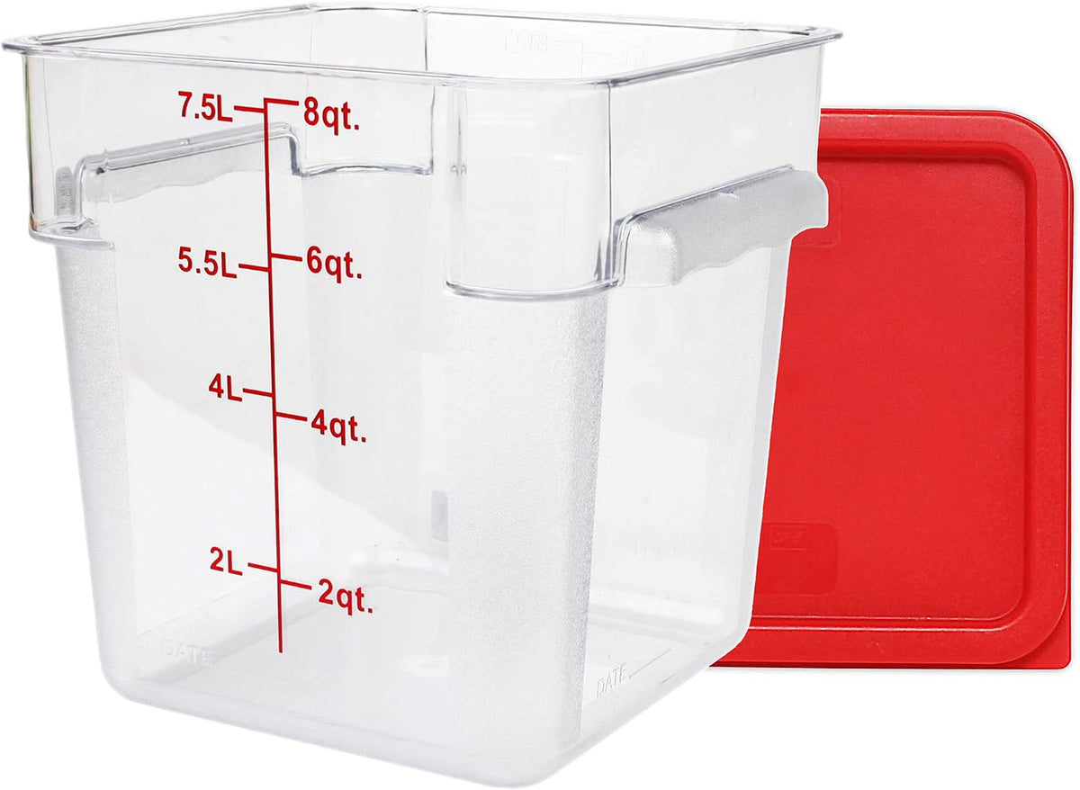 Tiger Chef 18 Quart Commercial Grade Clear Food Storage Square Polycarbonate Containers With Blue Lids 4 Pack