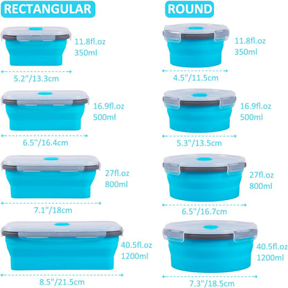 Collapsible Food Storage Containers with Lids, 4 Pack, 40 oz Silicone 1-Compartment Meal Prep Containers Reusable, Lunch Bento Boxes for Adults, Microwave Freezer Dishwasher Safe, BPA-Free, Black