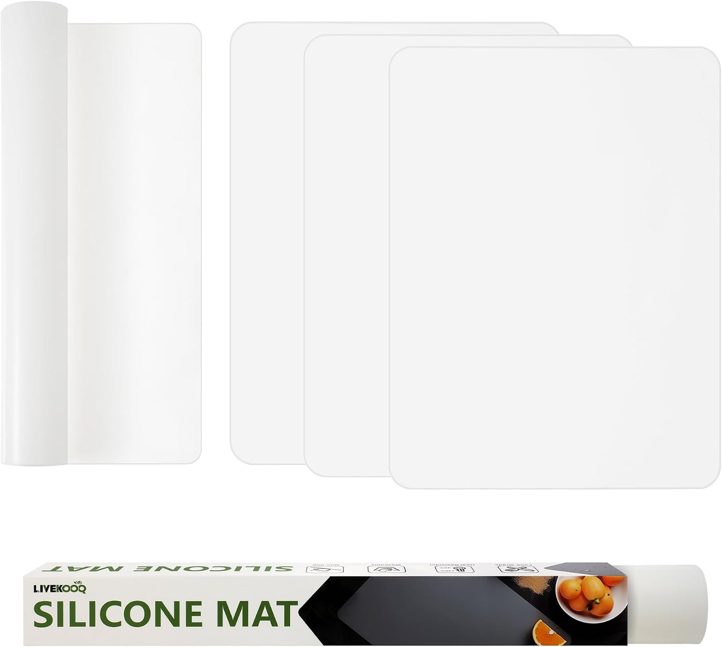 Silicone Mat for Kitchen Counter, Silicone Mat Trimable to Size (Black, 15.7×11.8inch-2pcs), BPA-Free Silicone Placemat, Heat-Resistant NonSlip Table Mat for Air Fryer, Countertop Protector Mat