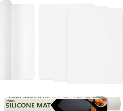Silicone Mat for Kitchen Counter, Silicone Mat Trimable to Size (Black, 15.7×11.8inch-2pcs), BPA-Free Silicone Placemat, Heat-Resistant NonSlip Table Mat for Air Fryer, Countertop Protector Mat