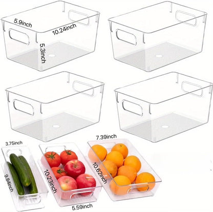 9 Pack Refrigerator Organizer Bins,3 Sizes Clear Pantry Storage with Handles for Fridge, Freezer, Shelves, Drawer, Bins, Snack Organizer for Home & Kitchen