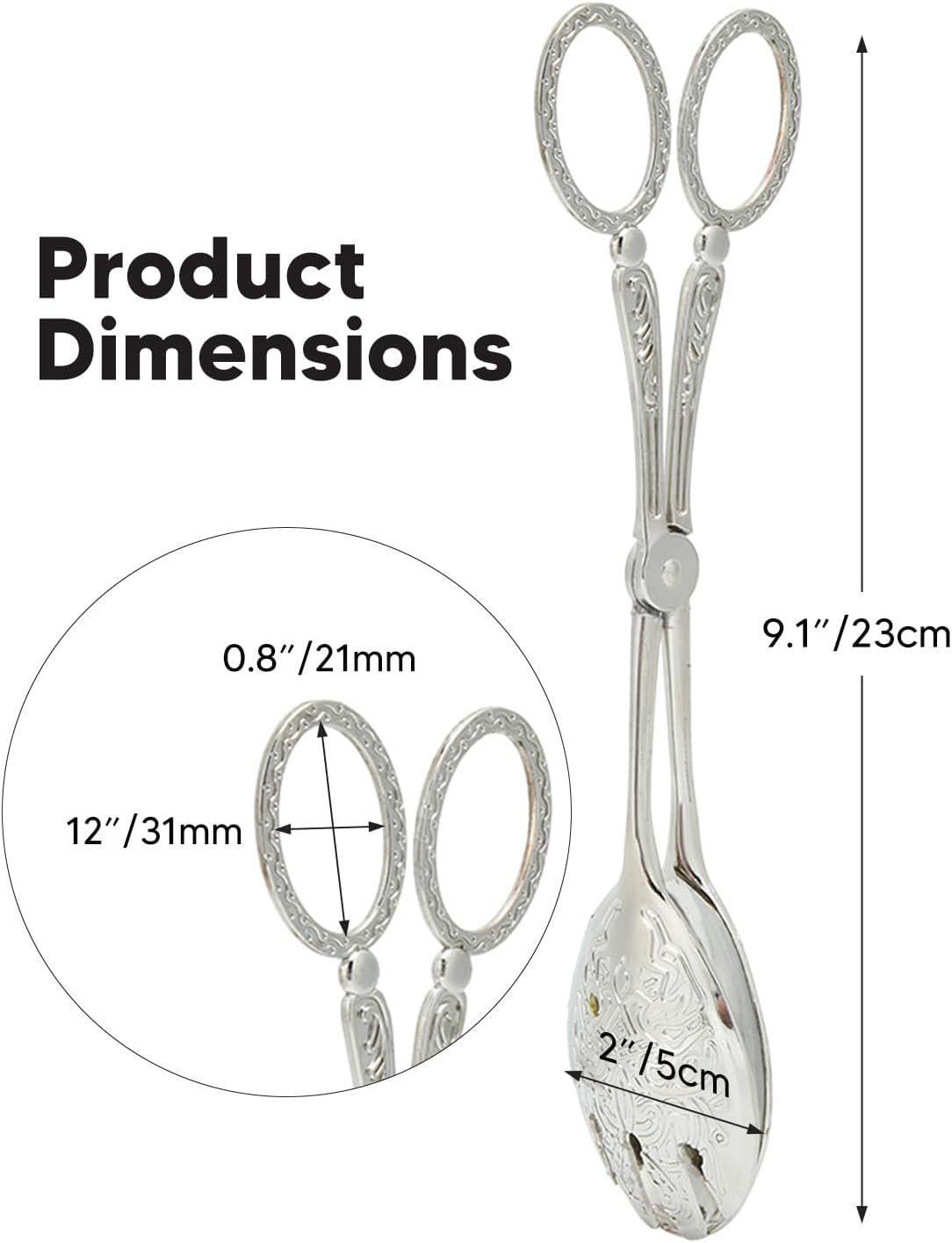 Salad Tongs, Zinc Alloy Kitchen Tongs, Bread Clips with Scissor Handles for Buffet, Appetizers, Party, Serving Food, Cooking