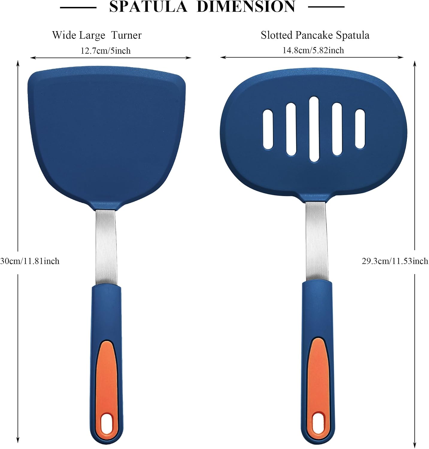 To encounter 3 Pieces Silicone Spatula Set, Heat Resistant Flexible Turner Spatulas, Nonstick Cookie Spatula, Fish Spatula, Dishwasher Safe, Navy Blue