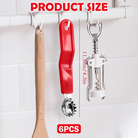 6Pcs Tomato Corer, Stainless Steel Strawberry Huller Tool, Serrated Fruit Stem Remover for Kitchen Gadgets, Vegetable Corer for Salad Dessert Prep, 11.5cm 4.3in with Hanging Hole