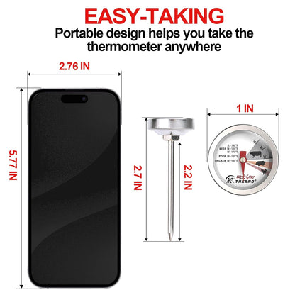 Oven Thermometer 2.75-Inch Dual Scale, 50-300°C/100-600°F, NSF 2‑Pack