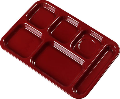 Carlisle FoodService Products Melamine Lunch Tray with 4 Compartments, Right Handed Cafeteria Tray with Divided Compartments for Food, 10" x 9.75", Dark Blue