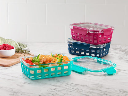 Ello Duraglass 3.4 Cup Meal Prep 10Pc,Set,Glass Food Storage Container with Silicone Sleeve and Airtight BPA-Free Plastic Lids,Dishwasher,Microwave & Freezer Safe,Evening Orchard,5 Count (Pack of 2)