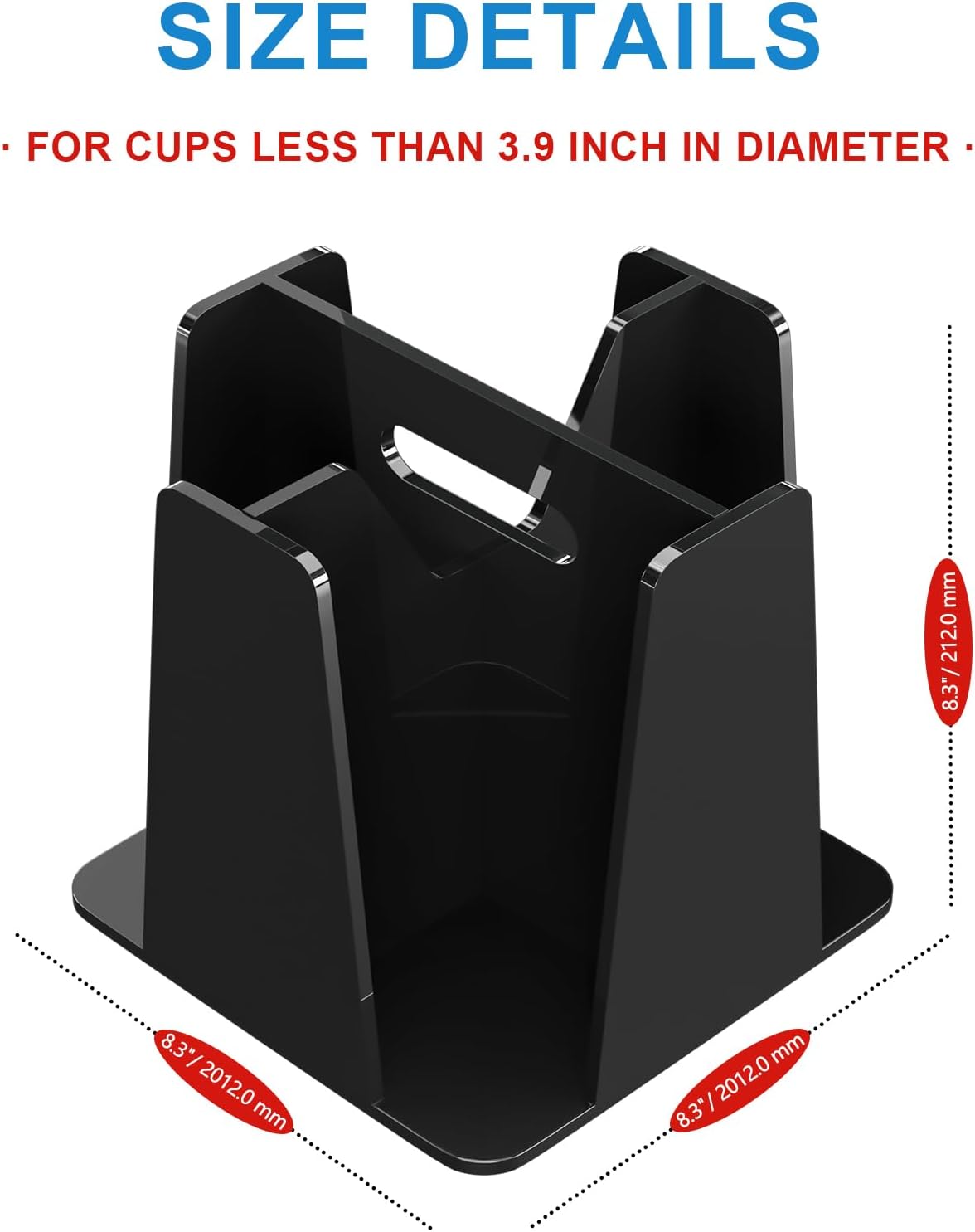 WINFFOR Coffee Cup Holder for Countertop - 4 Compartments Clear Rotating Disposable Cup Organizer Plastic Cup Storage Lid Carousel Coffee Bar Accesories for Restaurant Breakroom Kitchen Cabinet