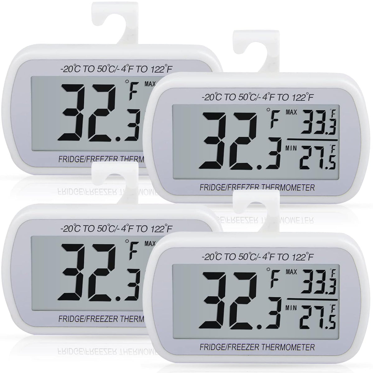 AEVETE Waterproof Digital Refrigerator Freezer Thermometer Large LCD