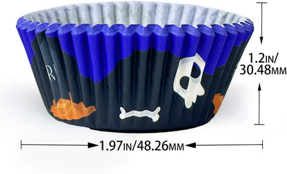 qiqee 300PCS Mini Gradient Cupcake Liners Cupcake Cups 6 Designs Blue Gradient Cupcake Papers Baking Cups Cupcake Wrappers (Small Size)