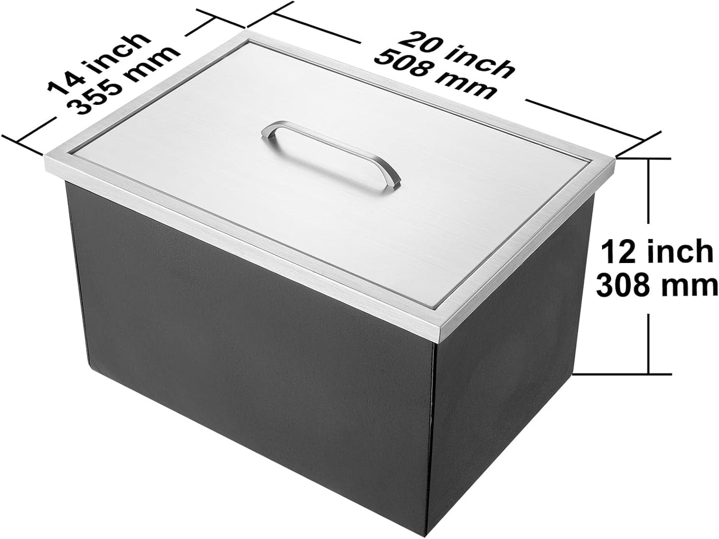Happybuy Drop in Ice Chest 18L x 12W x 14.5H Inch Stainless Steel Ice Cooler with Sliding Cover Drop in Ice Bin Included Drain-Pipe and Drain Plug for Cold Wine Beer