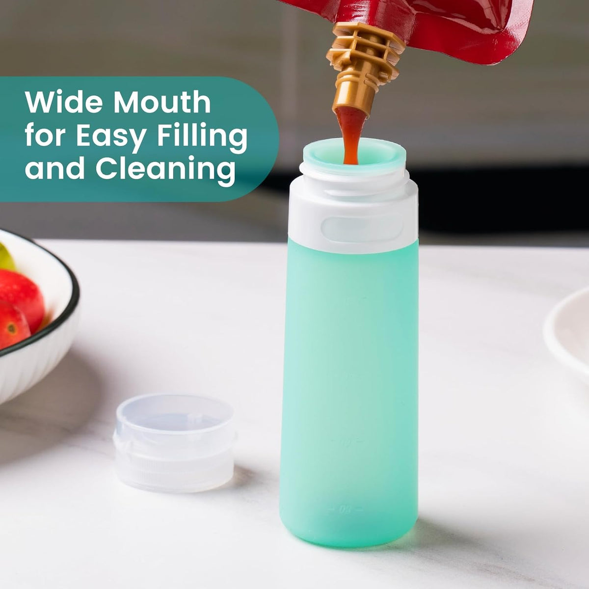 MICEBAY 2 oz Condiment Squeeze Bottles, Leakproof Salad Dressing Container