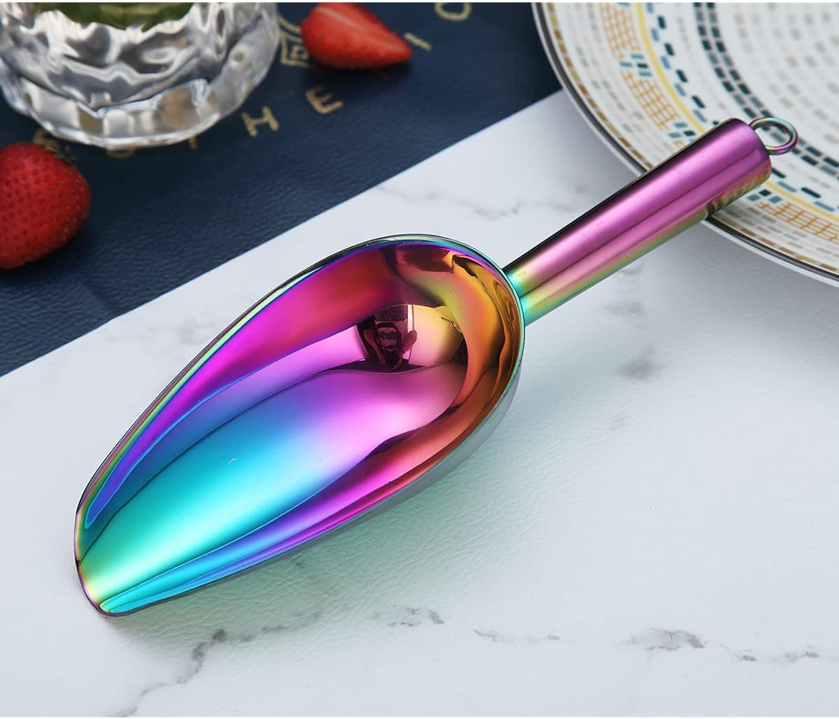 Berglander Stainless Steel Ice Scoop 6 OZ, Metal Ice Scooper For Ice Maker, Multipurpose For Candy Kitchen Bar Party Wedding Pet Animal Dog Food Scoop Beach Shovel (Silver)