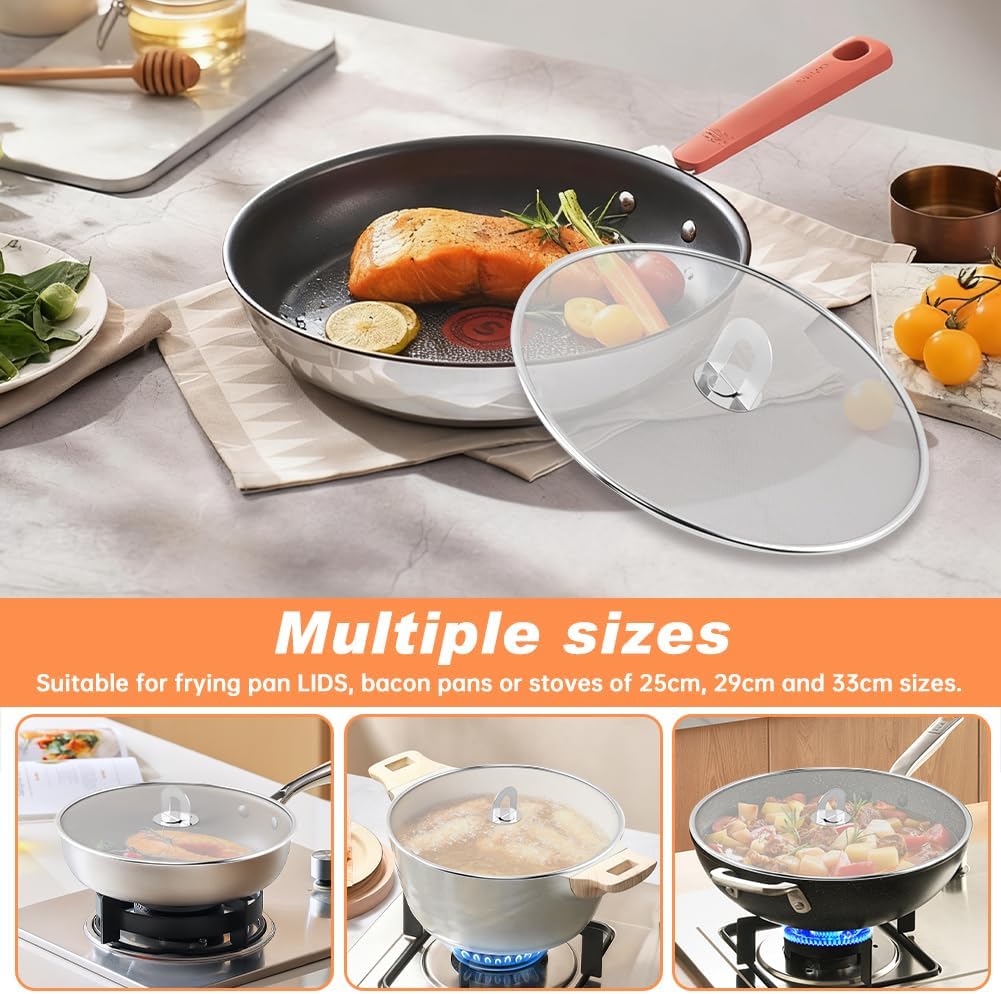 Splatter Screen for Frying Pan, 3 Pack Stainless Steel Extra-Fine Mesh, 10 in 11.5 in 13 in Grease Splatter Guard with Fold-Flat Knob, Dishwasher Safe