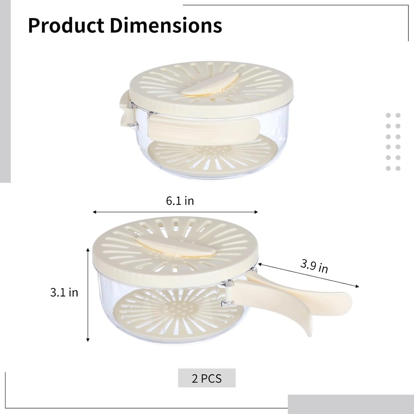 2 Pcs Fruit Washing Bowls, Multifunctional Veggie Colander with Foldable Handles, Fruit Strainer and Storage Bowl with Lid, Food Storage Container for Fridge or Outdoor Picnic
