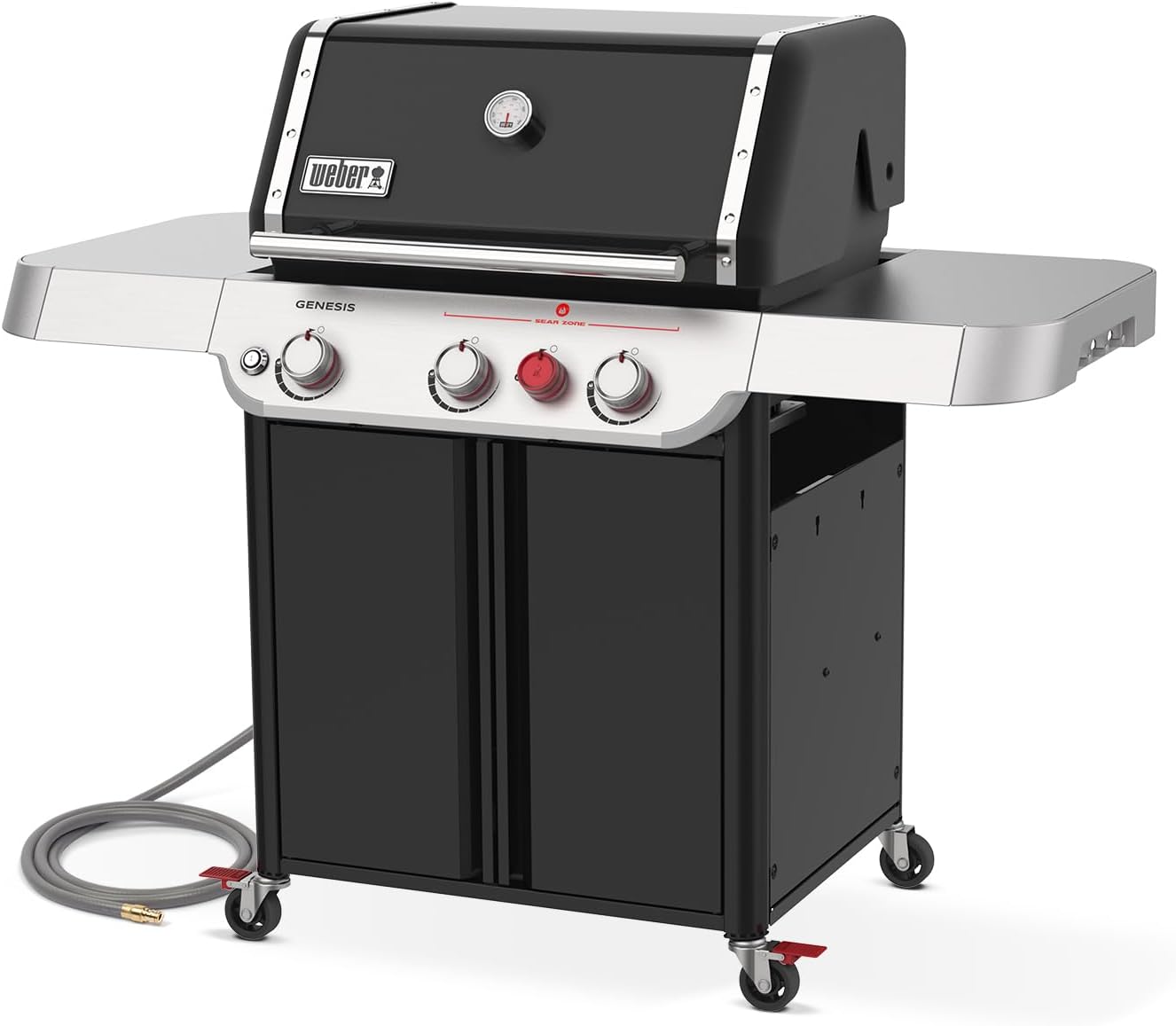 Weber Genesis E-325 Liquid Propane Gas Grill for Outdoor Cooking, 3 Burners, Black – Porcelain-Enameled, Cast-Iron Grates, PureBlu Burners & Sear Zone