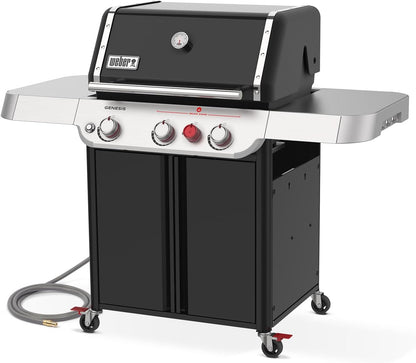 Weber Genesis E-325 Liquid Propane Gas Grill for Outdoor Cooking, 3 Burners, Black – Porcelain-Enameled, Cast-Iron Grates, PureBlu Burners & Sear Zone