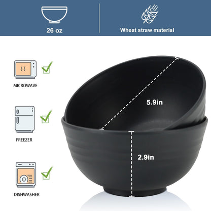 Wheat Straw Bowl Sets,8 PCS Unbreakable Cereal Bowl 26 OZ,Microwave and Dishwasher Safe Bowls,Bowl Sets for Camping and Picnic BPA Free Colorful Salad Bowls for Serving Soup,Oatmeal and Fruit Etc…