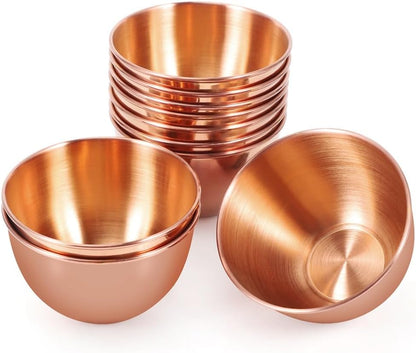 10 Pack 3.3inch Stainless Steel Sauce Dishes Mini Individual Saucers Bowl Round Seasoning Dishes Sushi Dipping Bowl Appetizer Plates, Sliver