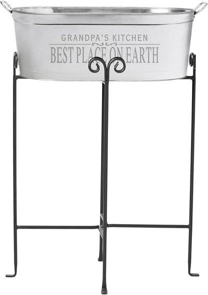 Let's Make Memories Personalized Beverage Tub - Custom Beverage Tub - Customize With Name & initial - Galvanized Drink Tub - 20 ¾"L x 11 ¾"W x 7" H - 5.5 Gallons