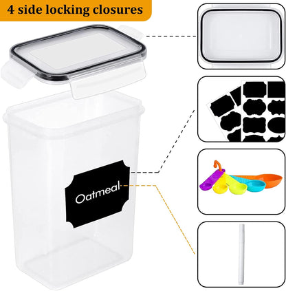 42pcs Airtight Containers, Clear Stackable Dry Food Storage | 42pk clear airtight containers with tight lids keep dry food fresh. Safe plastic, stackable for pantry kitchen storage