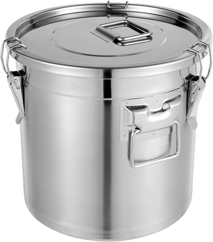 DYNAMI 12.7Gal 304 Stainless Steel Rice Storage Container,Extra Large Food Grade Canister,40-90Lbs Sealed Rice Bucket with Airtight Lid and Locking Buckle,for Rice, Flour, Grain (48L)