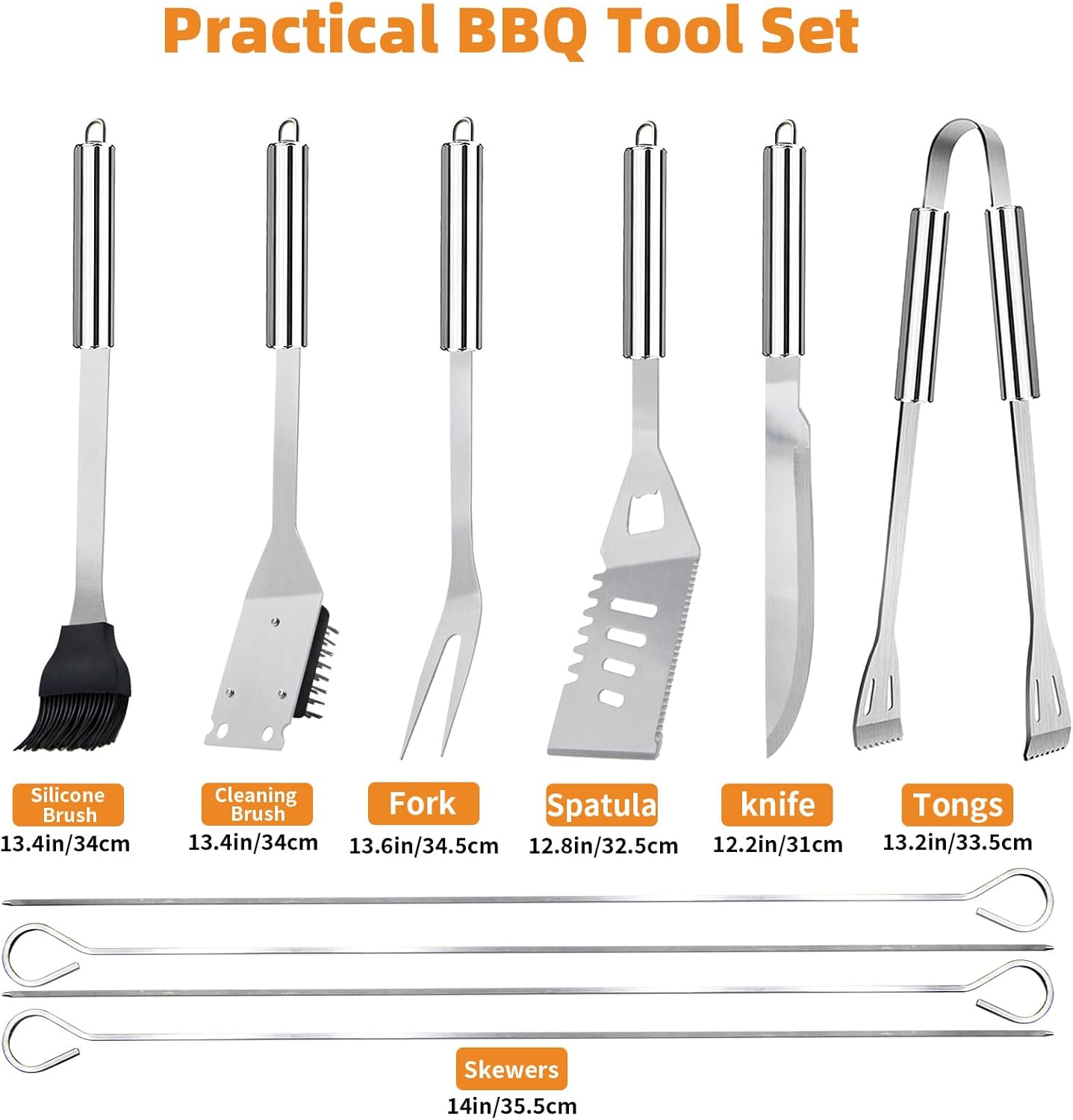 28PCS Stainless Steel BBQ Grill Accessories Set, Grilling Gifts for Men Birthday Father's Day, Portable Multifunction Grilling Utensils Tools Kit with Storage Bag for Outdoor Grill Camping BBQ Party