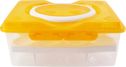 Ortable Large Capacity Double-layers Egg Storage Container Holds 24 Eggs Shatter-proof Non-slip Eggs Holder with Handle (Purple)