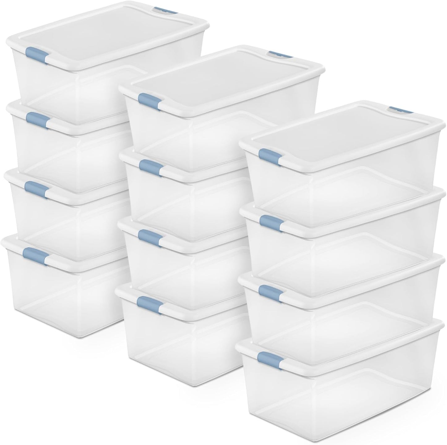 Sterilite 6-Pack Latching Box, Under Bed Storage Bins with Lids, Clear Plastic, 25 Quart - Heavy-Duty Organizing Containers for Closet, Bathroom, and Office