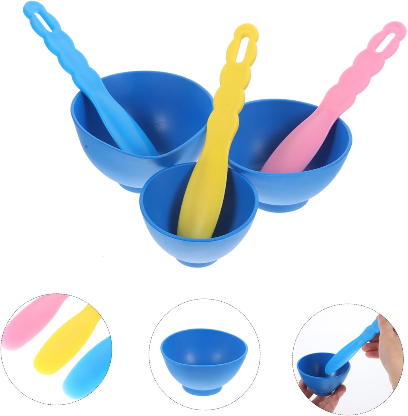 6-Piece Silicone Mixing Bowl Set Reusable Plaster Mixing Bowls Stirring Stick Small for Lab Use Easy to Clean and Sturdy
