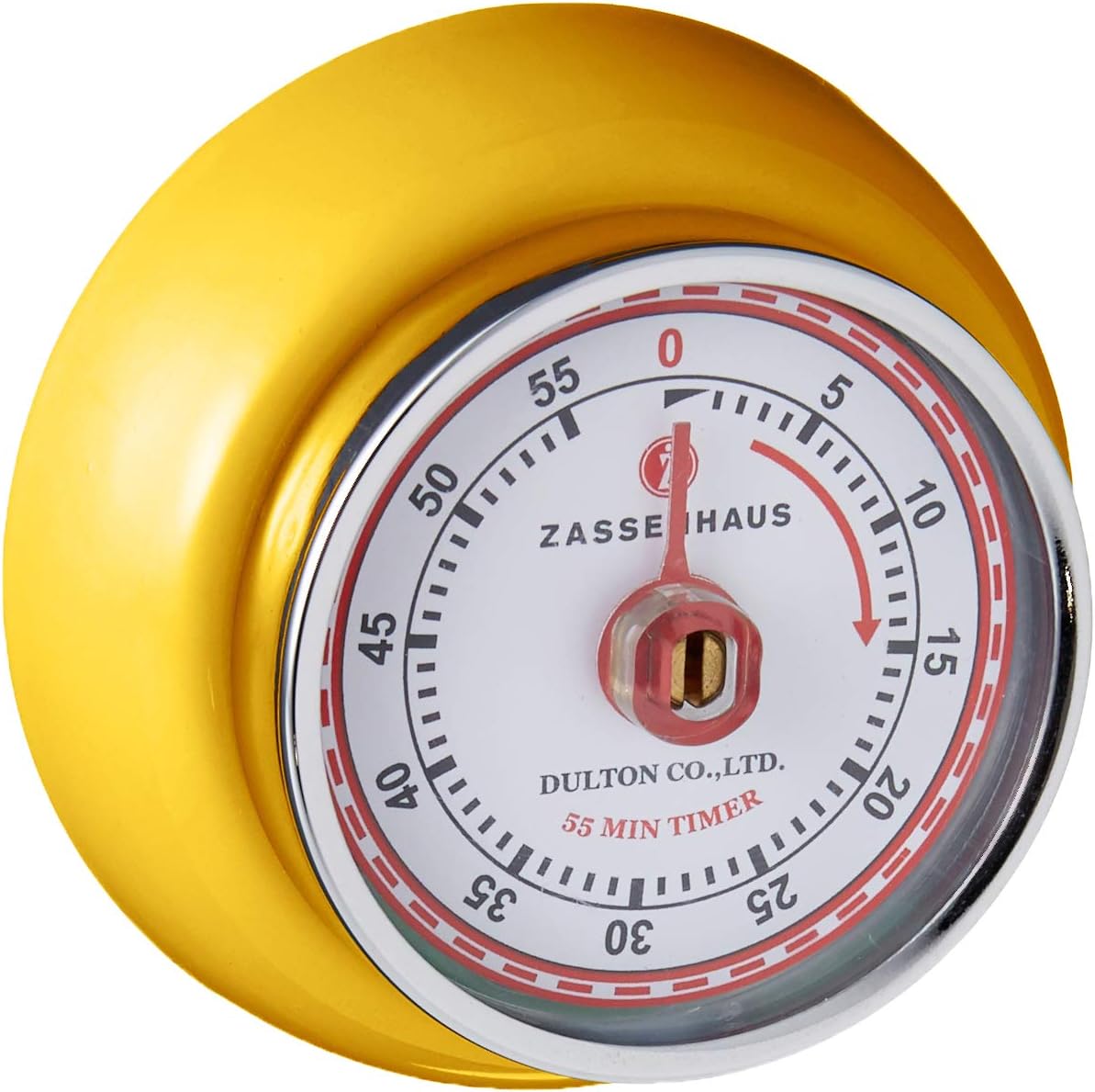Zassenhaus Magnetic Retro Kitchen Timer, Classic Mechanical Cooking Timer (Yellow)