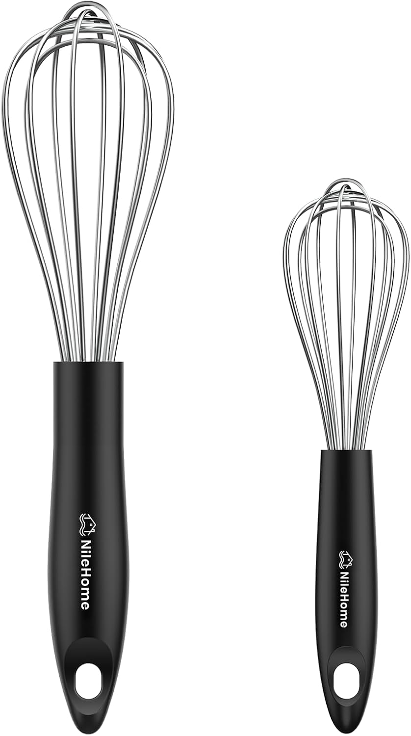 NileHome 3-Pack Stainless Steel Whisk Set, Kitchen Utensils for Cooking