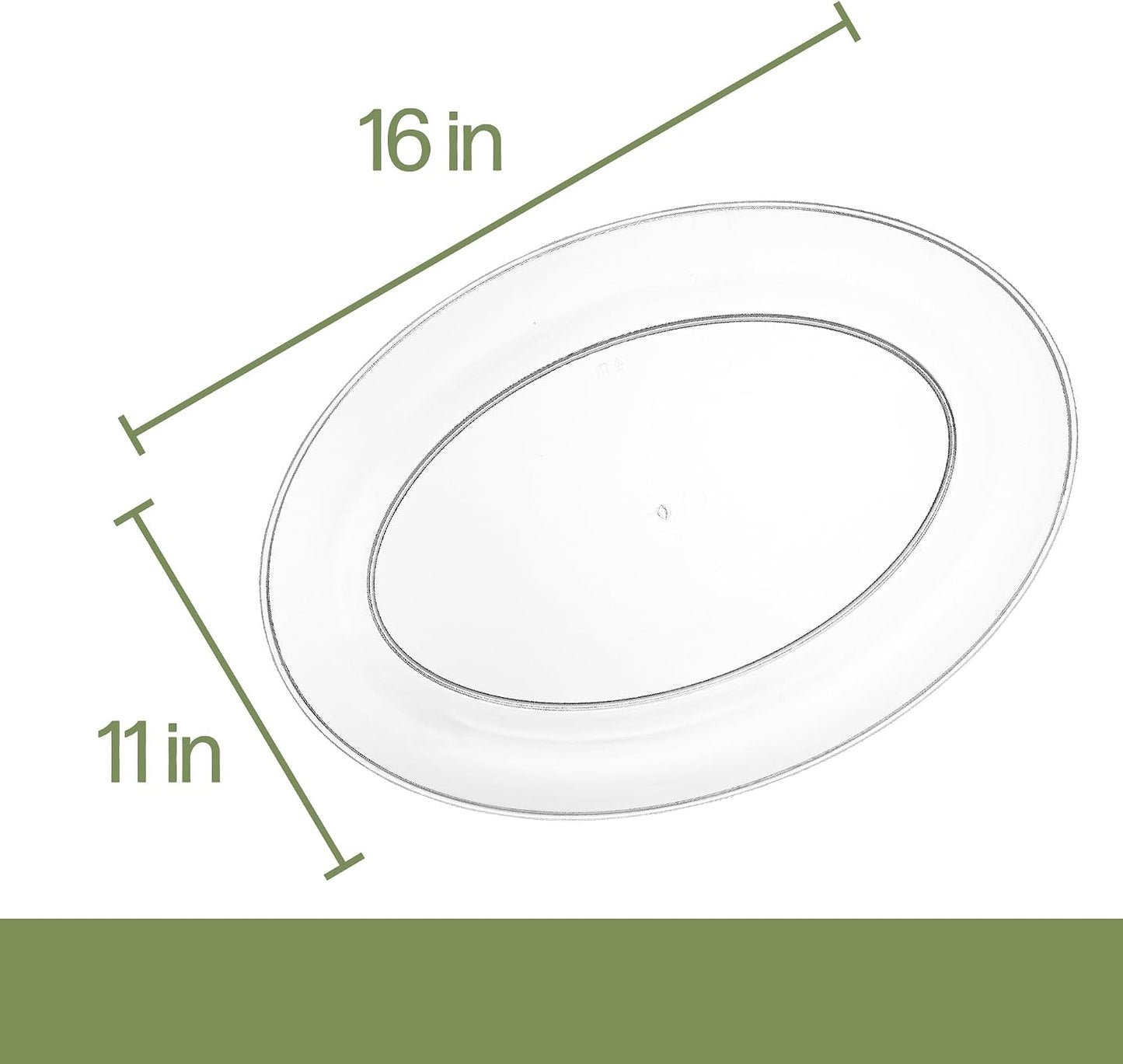 PLASTICPRO Plastic Oval Serving Trays - Serving Platters Oval 11 X 16 Disposable Party Dish Crystal Clear Pack of 4