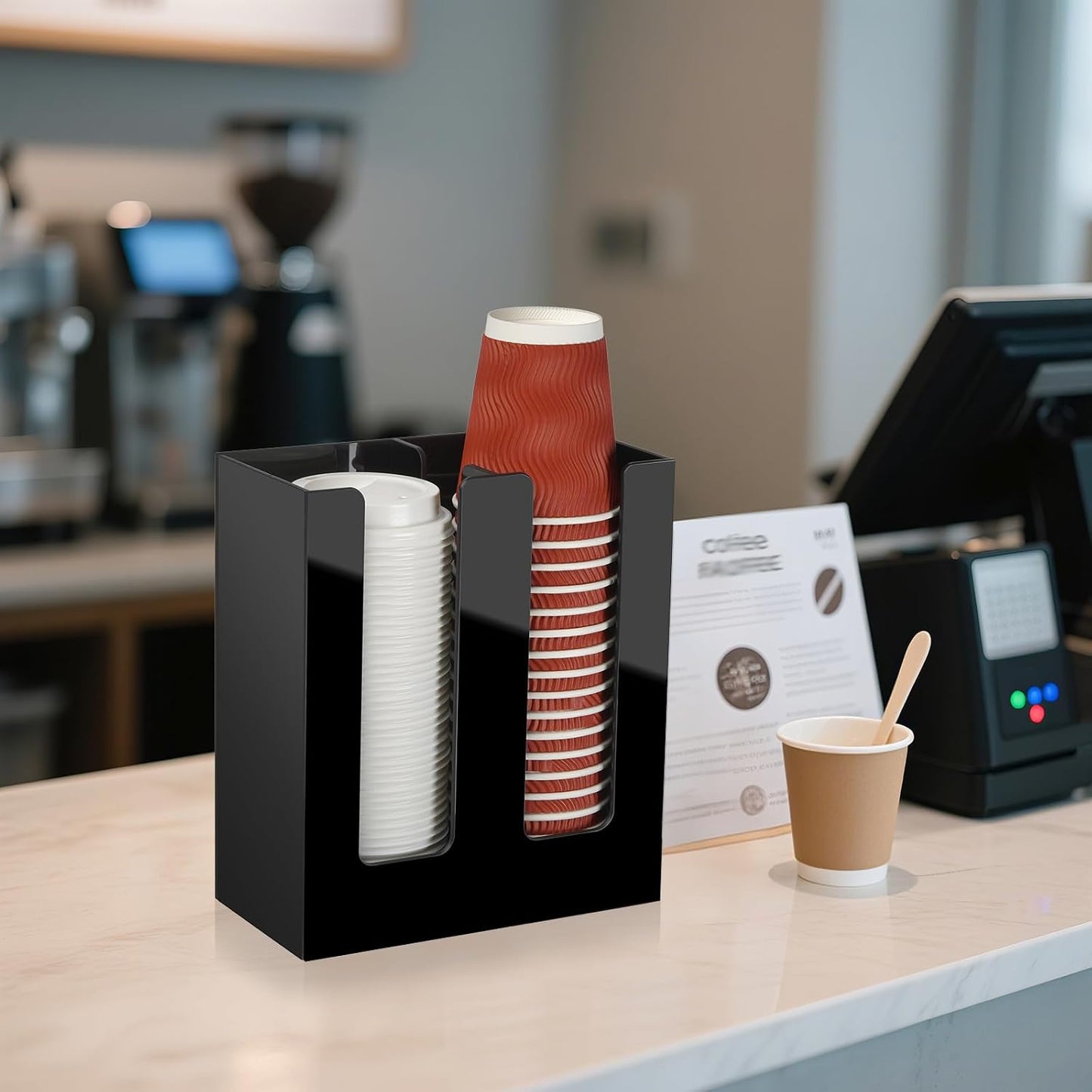 Coffee Cup Dispenser, Cup and Lid Organizer fits 5 to 16 oz Disposable Cups