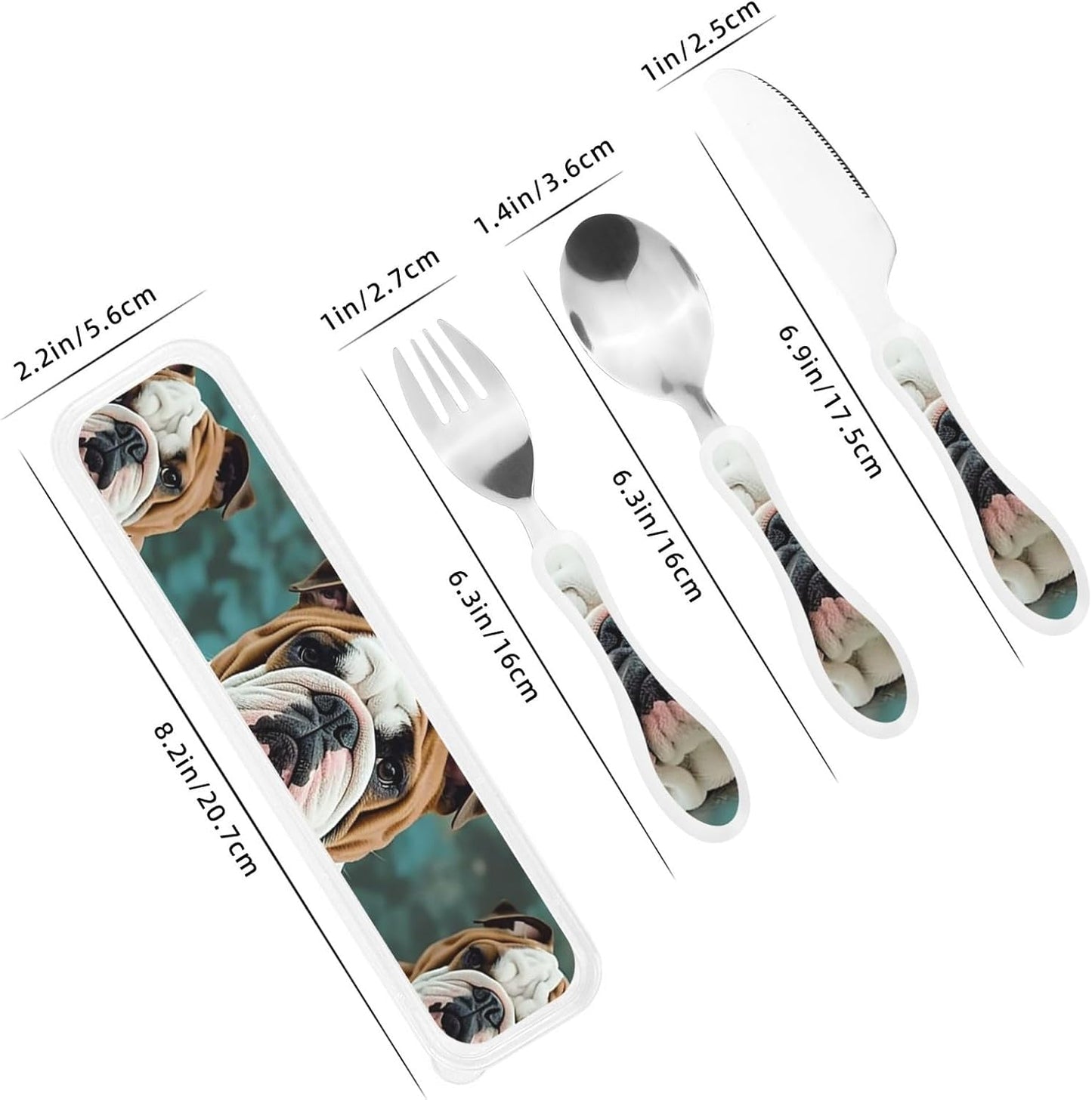 3-Piece Kids Silverware Set With Storage Case, Stainless Steel Reusable Children Safe Knife Spoon Fork Set Long Haired Dachshund Children Flatware Set For Kids Lunch Box